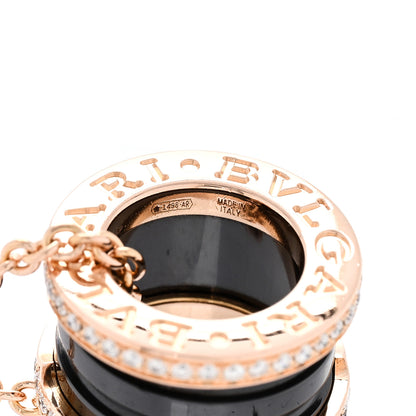 Bulgari 18K Rose Gold Black Ceramic Diamond B.Zero1 Pendant Necklace 6 of 6