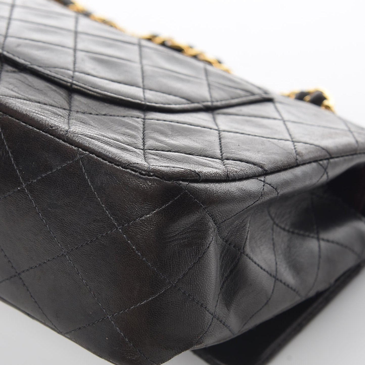 Lambskin Quilted Medium Double Flap Black