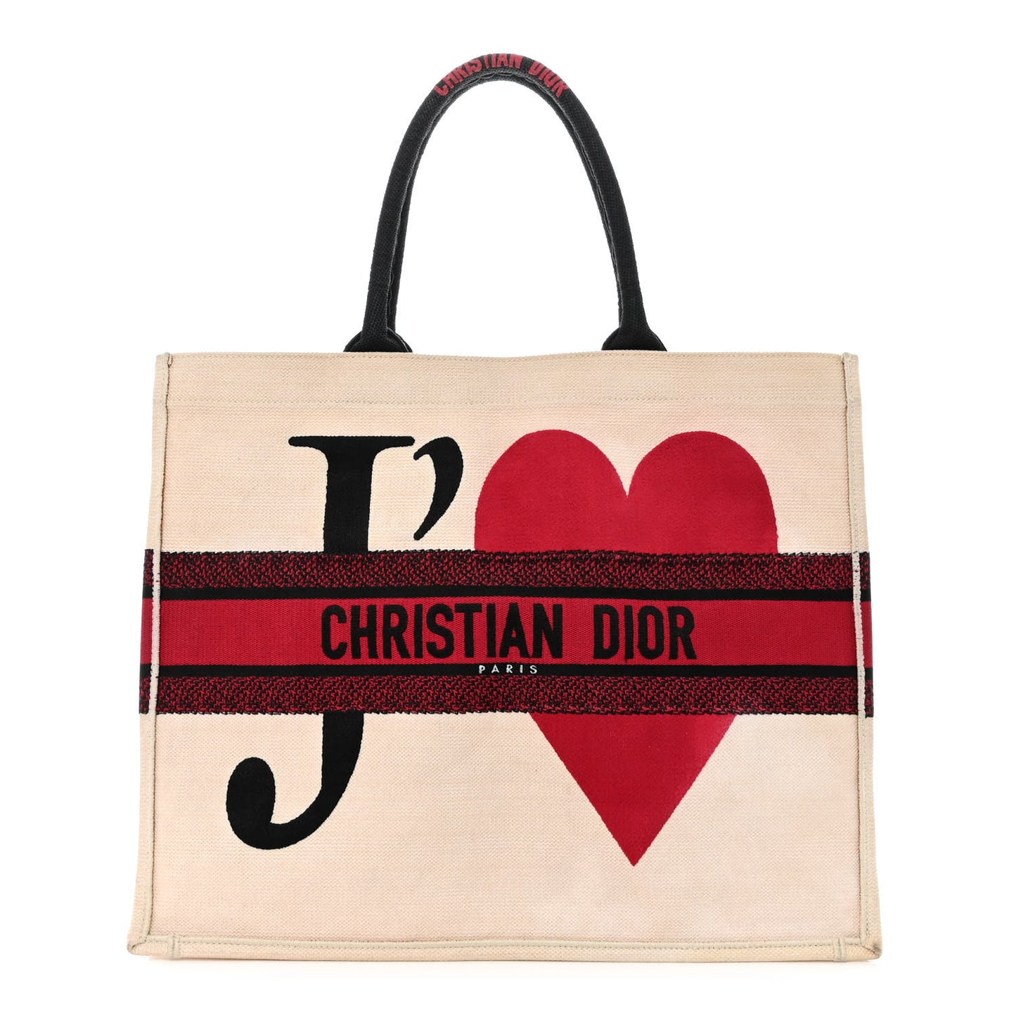 Canvas DiorAmour Chinese Valentines Je T’aime Large Book Tote White Red