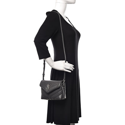 Saint Laurent Calfskin Y Quilted Monogram Toy Loulou Crossbody Bag Earth 2 of 11