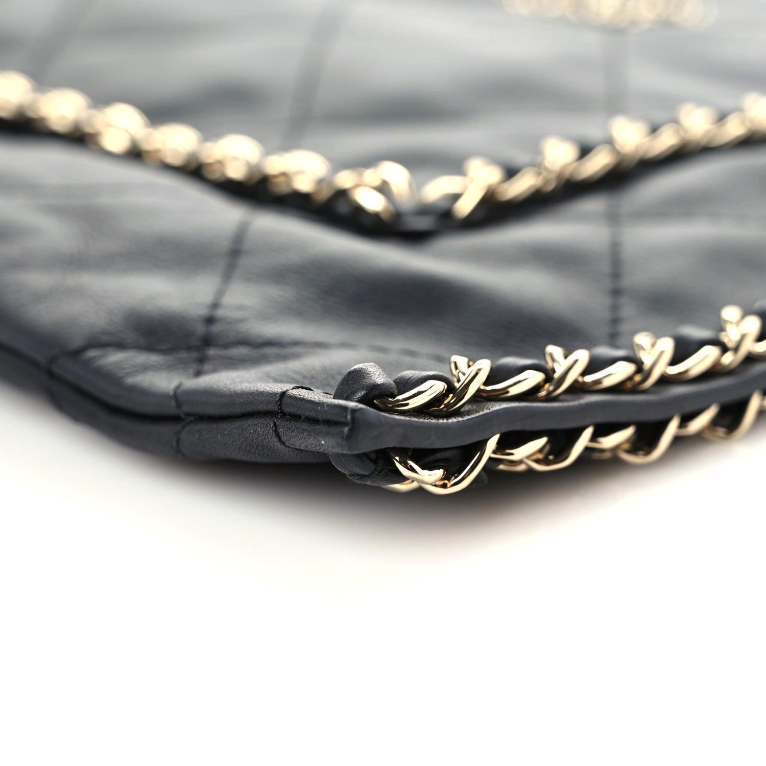 Chanel Calfskin Quilted Chain Flat Tote Black 5 of 9