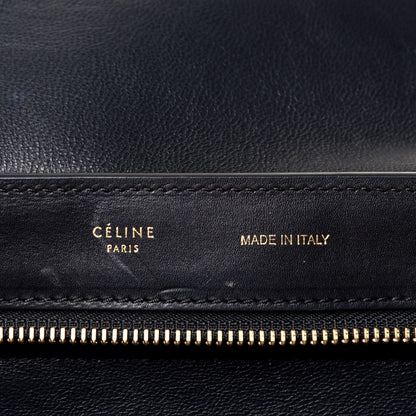 Celine Crocodile Embossed Calfskin Suede Medium Trapeze Black 7 of 10