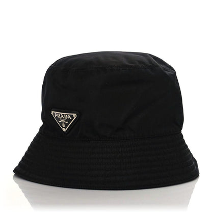 Prada Re-Nylon Metal Triangle Logo Womens Bucket Hat S Black 1 of 7