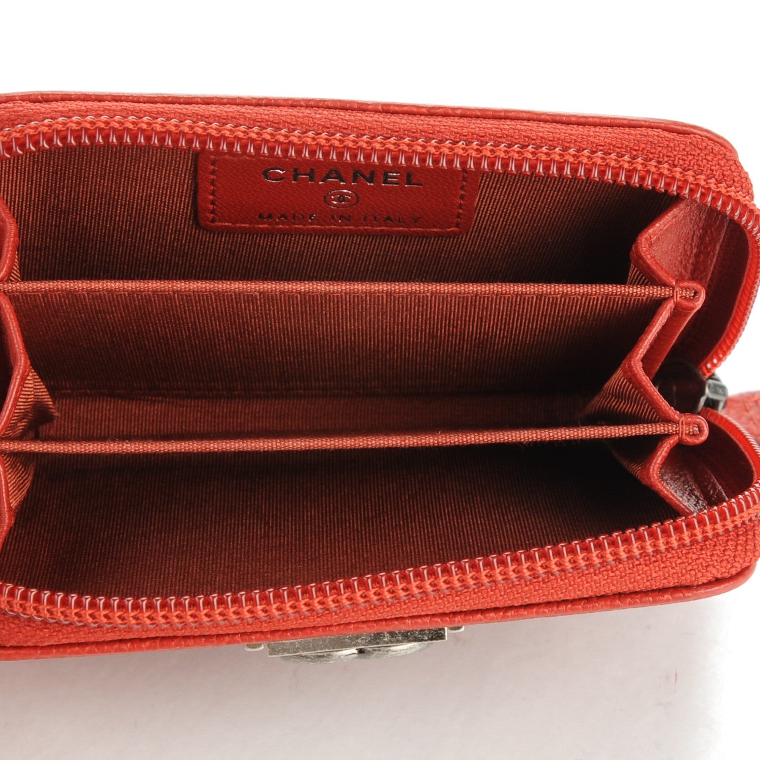 Chanel Caviar Quilted Boy Zip Around Coin Purse Wallet Red 5 of 7