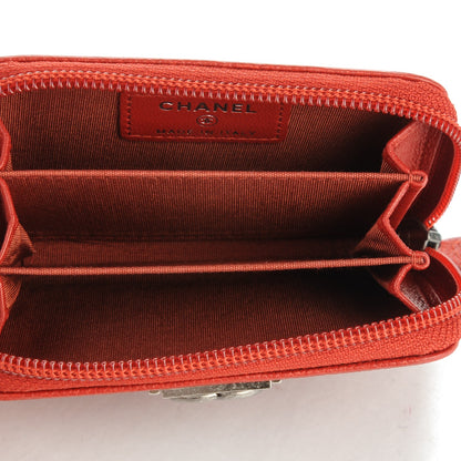 Chanel Caviar Quilted Boy Zip Around Coin Purse Wallet Red 5 of 7