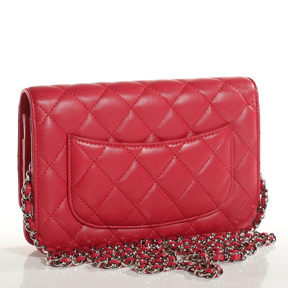 Chanel Lambskin Quilted Wallet On Chain WOC Dark Pink 3 of 7