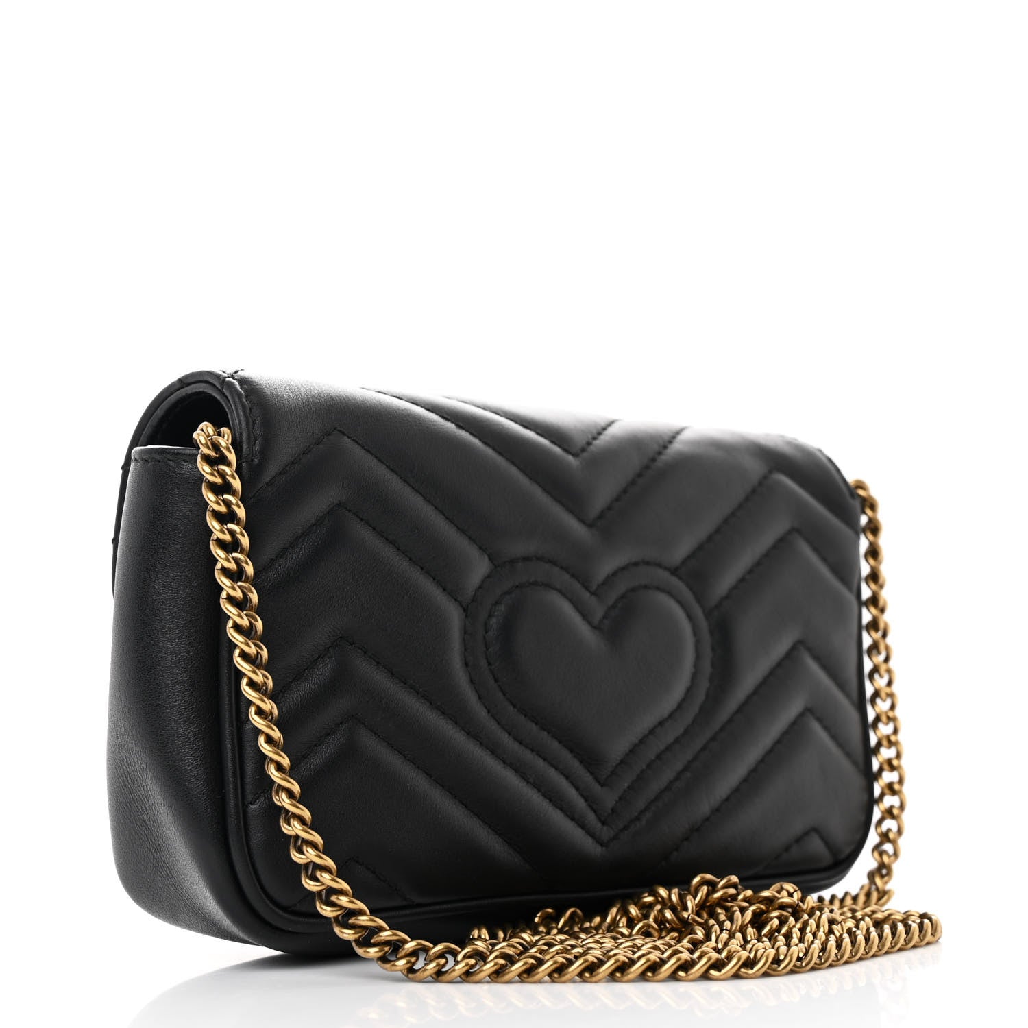 Gucci Calfskin Matelasse Super Mini GG Marmont Shoulder Bag Black 3 of 10