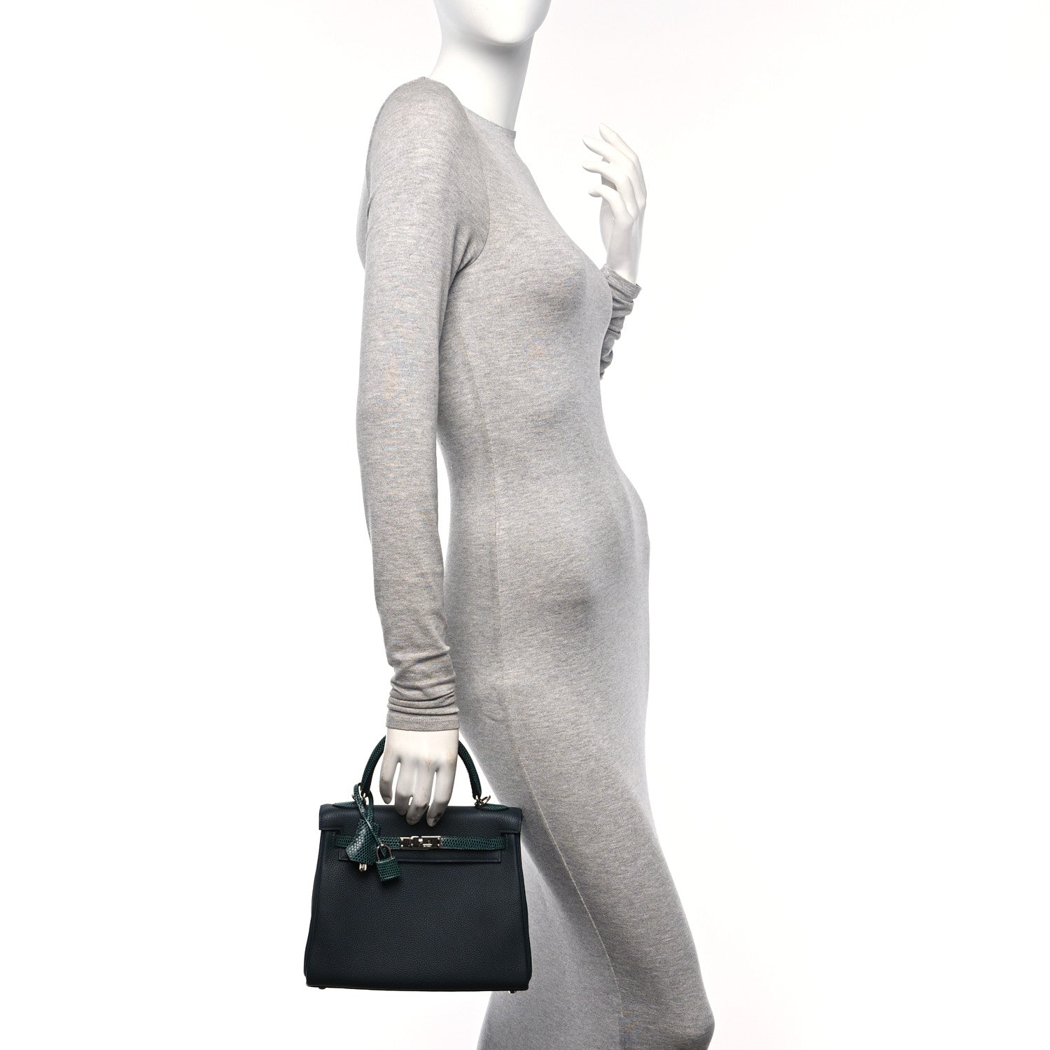 Hermes Togo Lizard Kelly Retourne Touch 25 Vert Rousseau 2 of 16