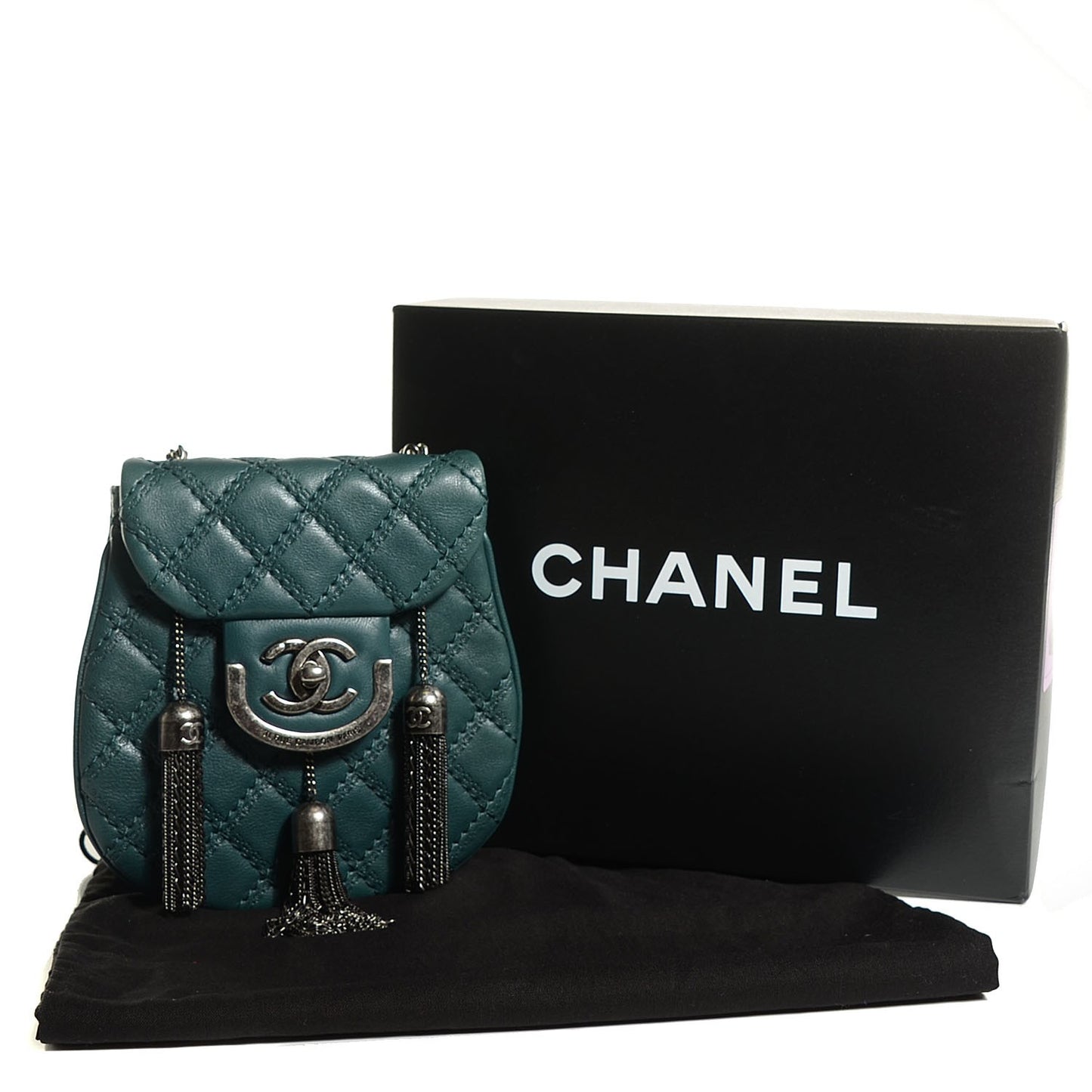 Calfskin Small Coco Sporran Tassel Flap Dark Green