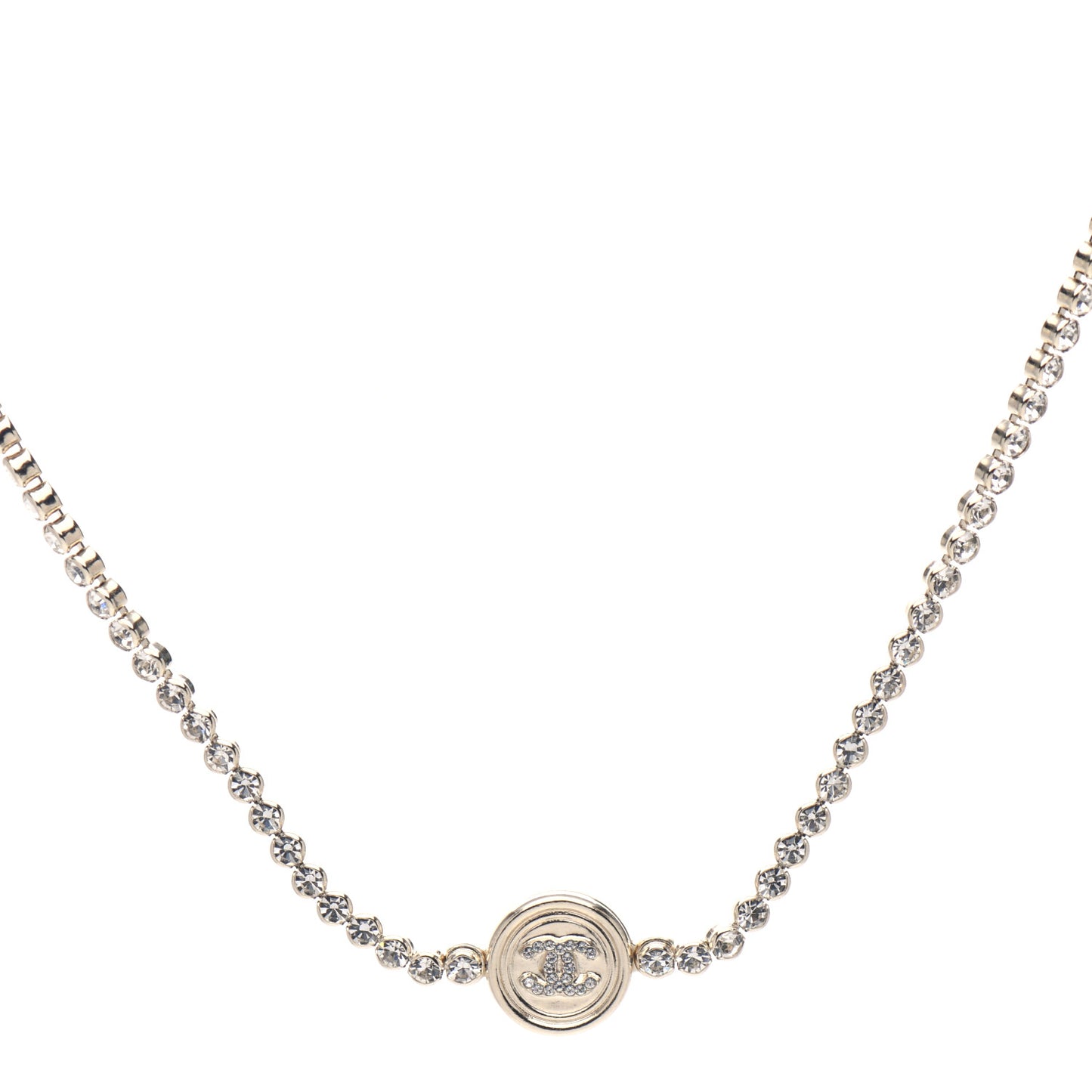 Crystal CC Chain Short Necklace Gold