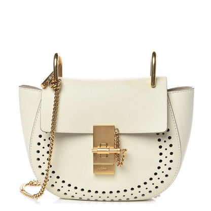 Chloe Calfskin Perforated Mini Drew Shoulder Bag White 1 of 12