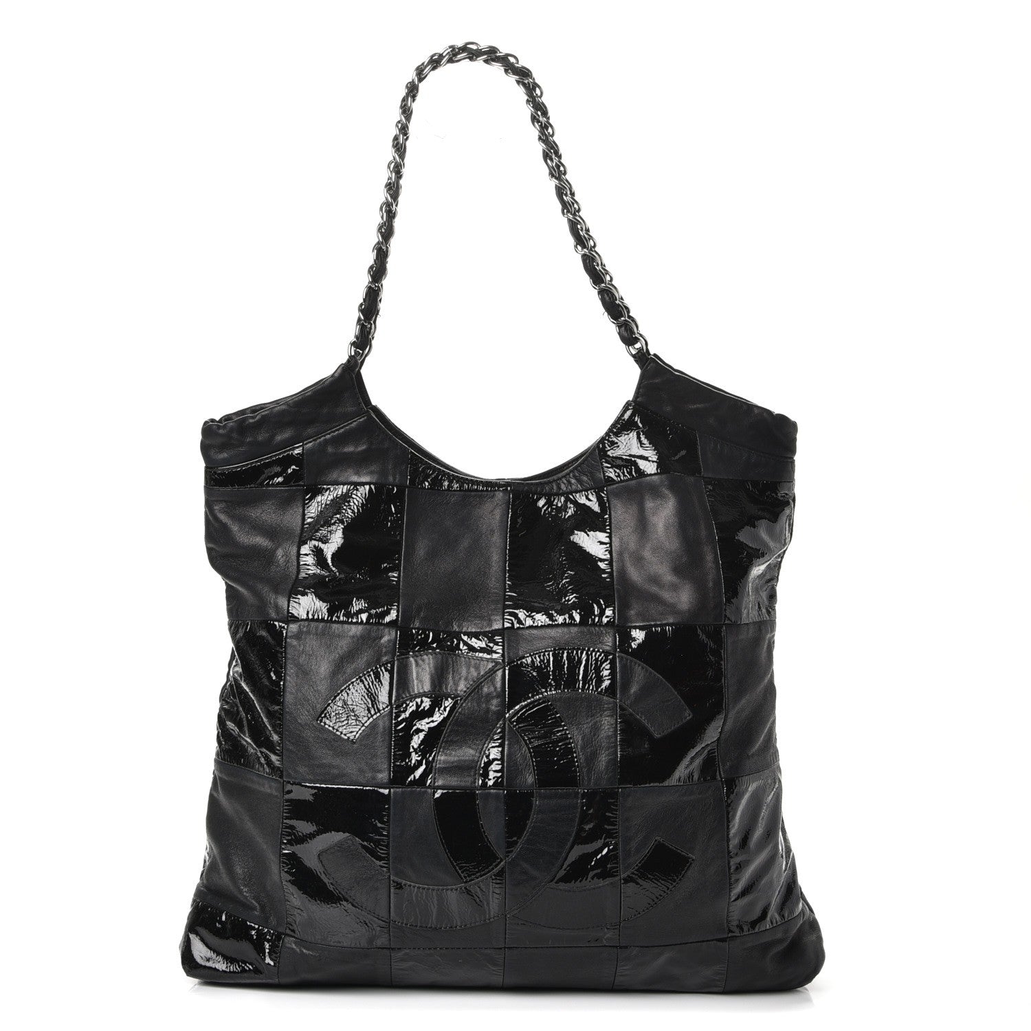 Chanel Patent Calfskin Patchwork Brooklyn Tote Black 1 of 13