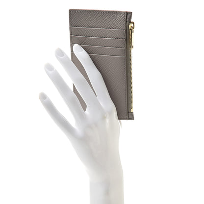 Celine Grained Calfskin Zipped Card Holder Pebble 2 of 10