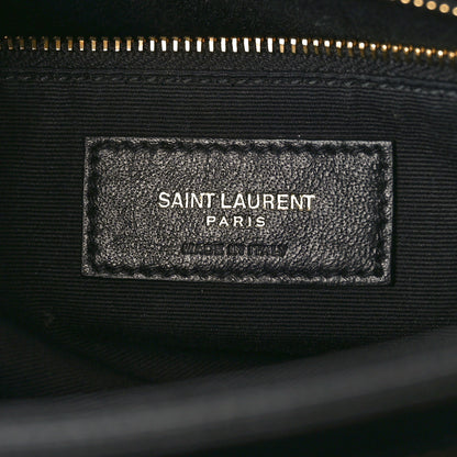 Saint Laurent Grain de Poudre Matelasse Chevron Medium Tribeca Shopping Bag Black 6 of 9