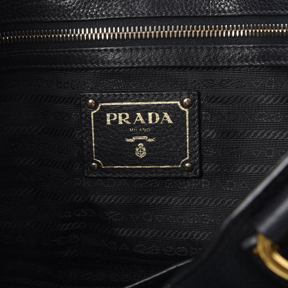 Prada Vitello Daino Pushlock Tote Black 6 of 14