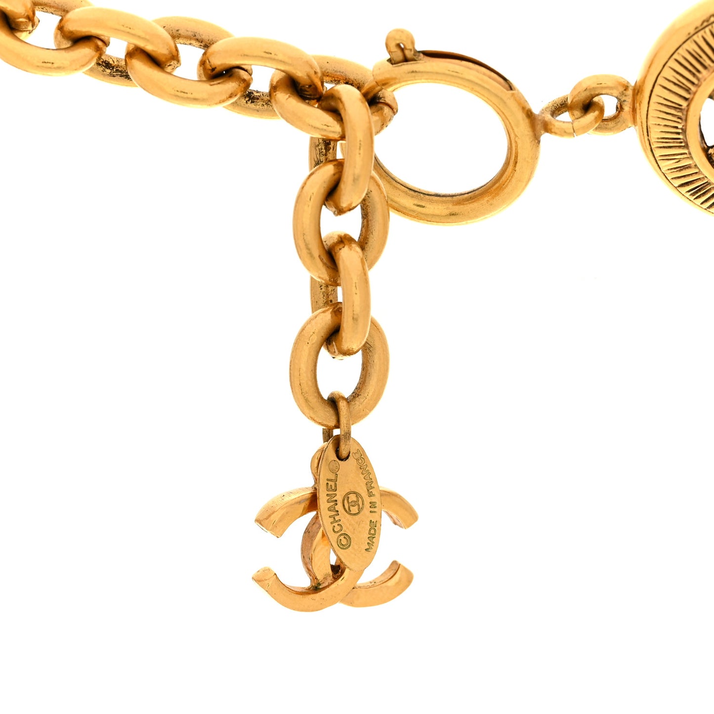 Metal CC Medallion Necklace Gold