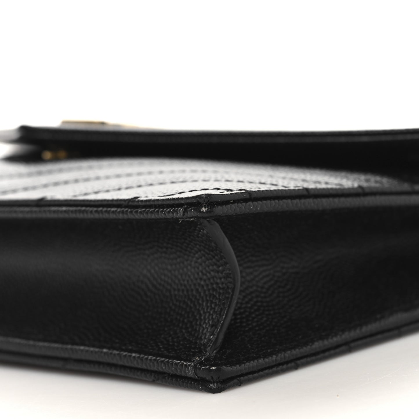 Grain De Poudre Matelasse Chevron Monogram Envelope Chain Wallet Black