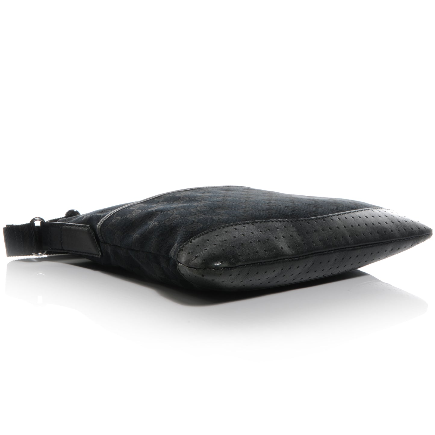 Monogram Calfskin Perforated Medium Flat Messenger Bag Black