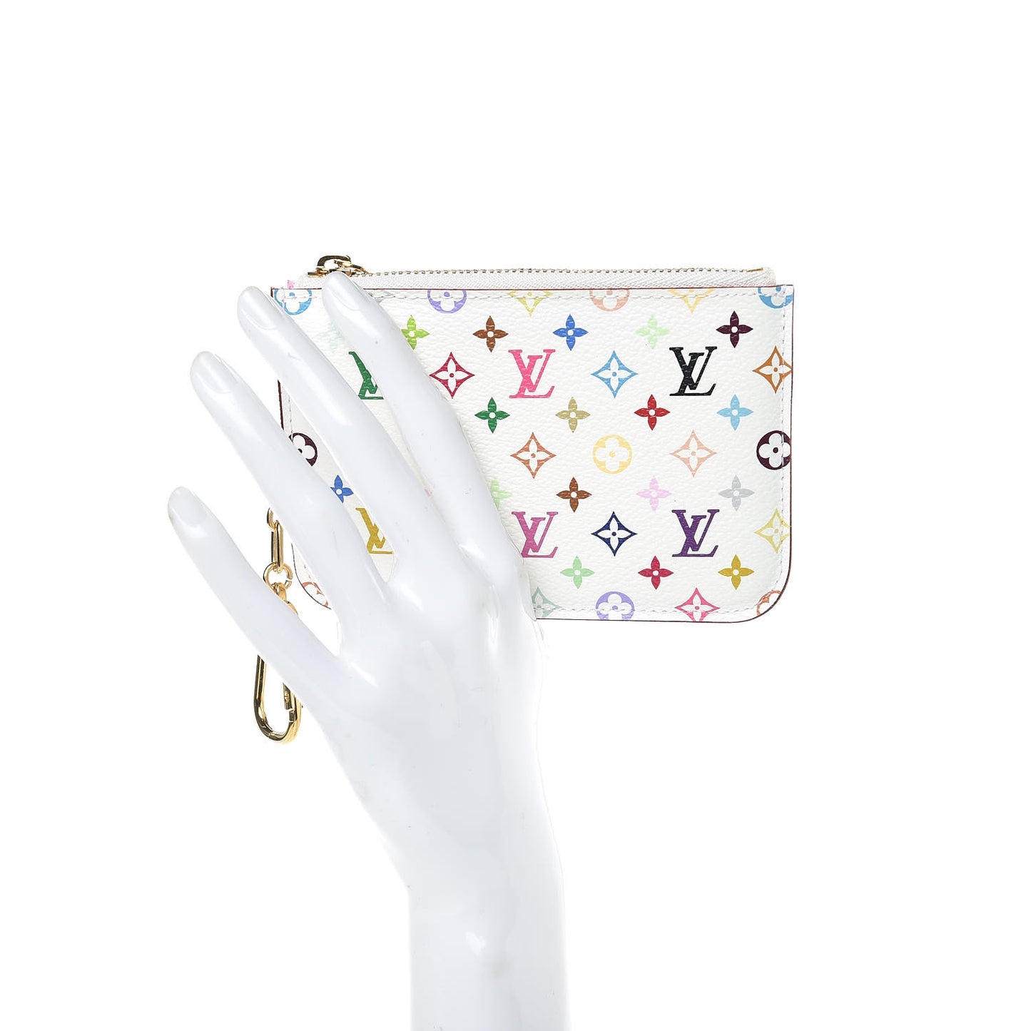 Monogram Multicolor Key Pouch White Litchi