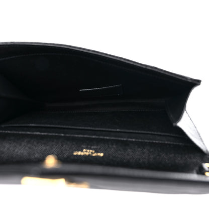 Saint Laurent Grain De Poudre Matelasse Chevron Monogram Envelope Clutch Black 5 of 10
