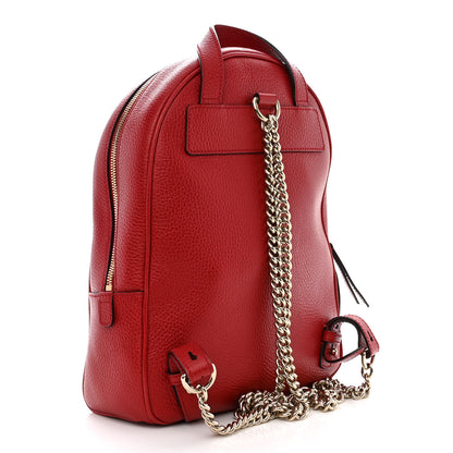Gucci Pebbled Calfskin Soho Chain Backpack Hibiscus Red 3 of 12