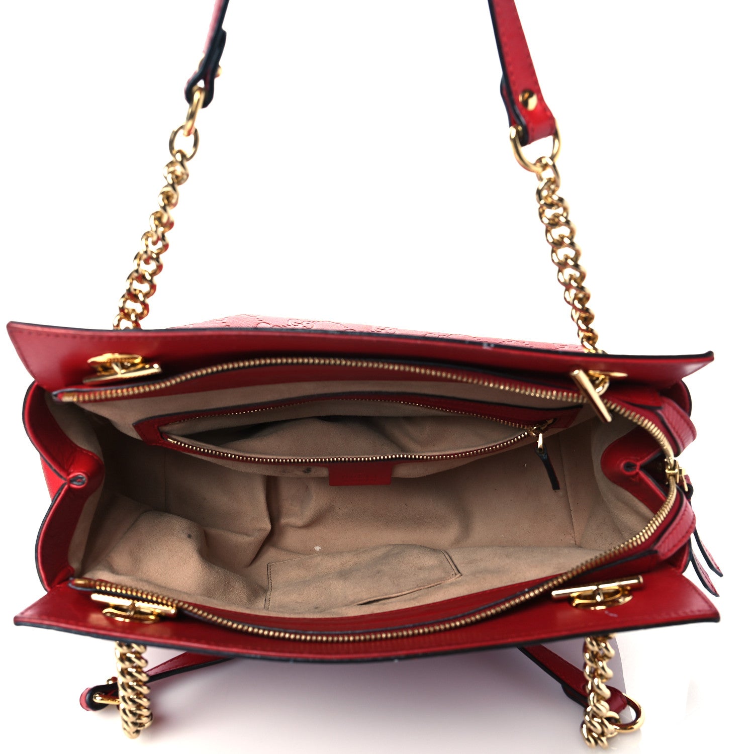 Gucci Guccissima Signature Medium Shoulder Tote Bag Red 5 of 15