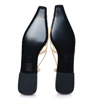 Gucci Suede Mesh Crystal GG Monogram Slingback Ballet Flats 40 Light Powder Skin Rose 6 of 9