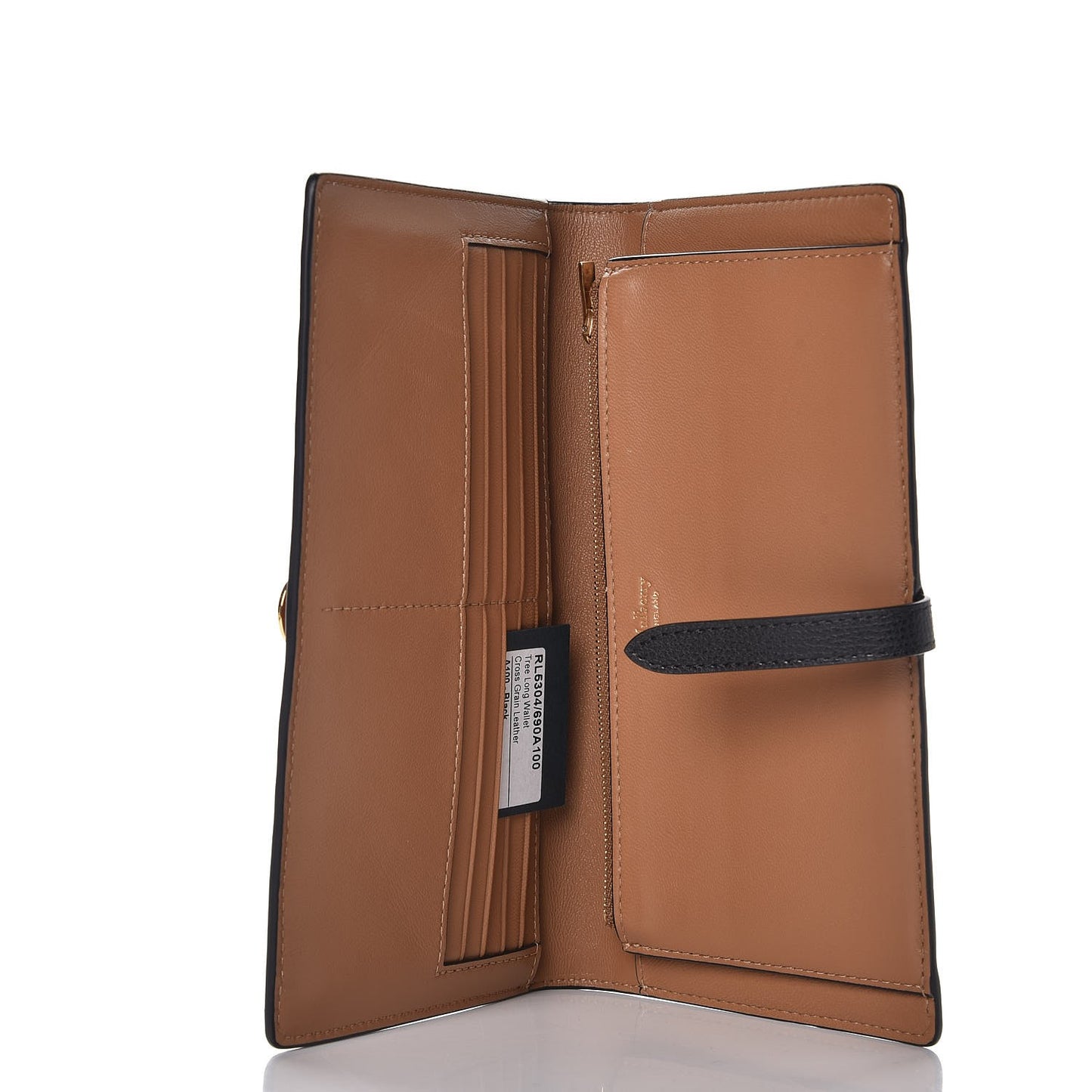 Cross Grain Calfskin Tree Long Wallet Black