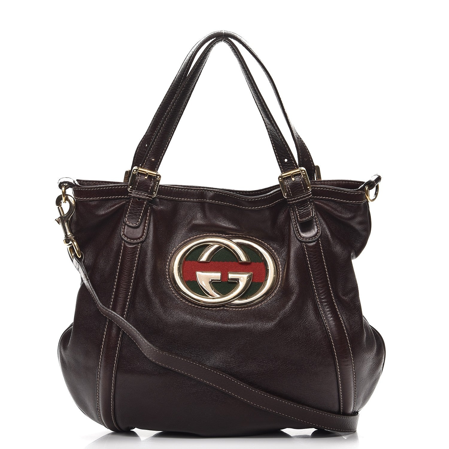Gucci Calfskin Medium Britt Bag Dark Brown 1 of 14