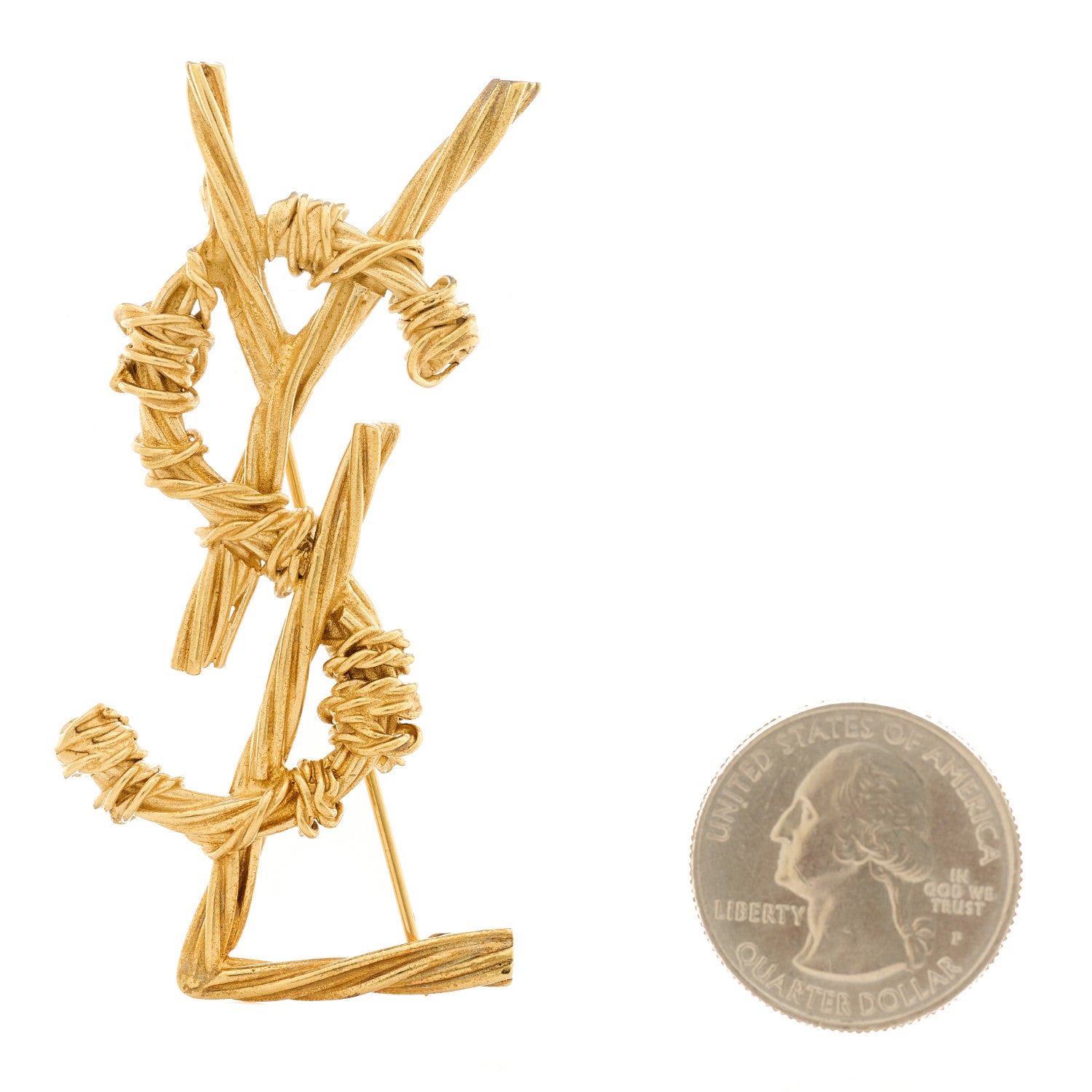 Saint Laurent Brass Cassandre Opyum YSL Brooch Gold 2 of 3