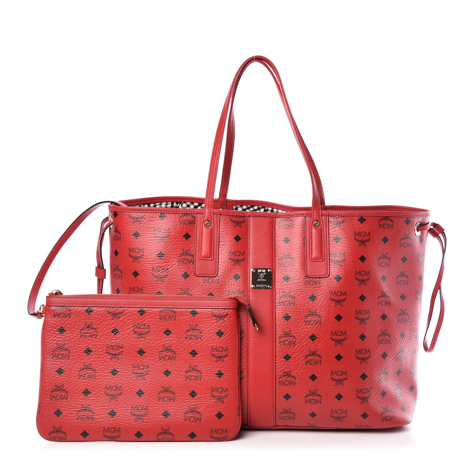MCM Visetos Medium Liz Reversible Shopper Tote Ruby Red 1 of 14