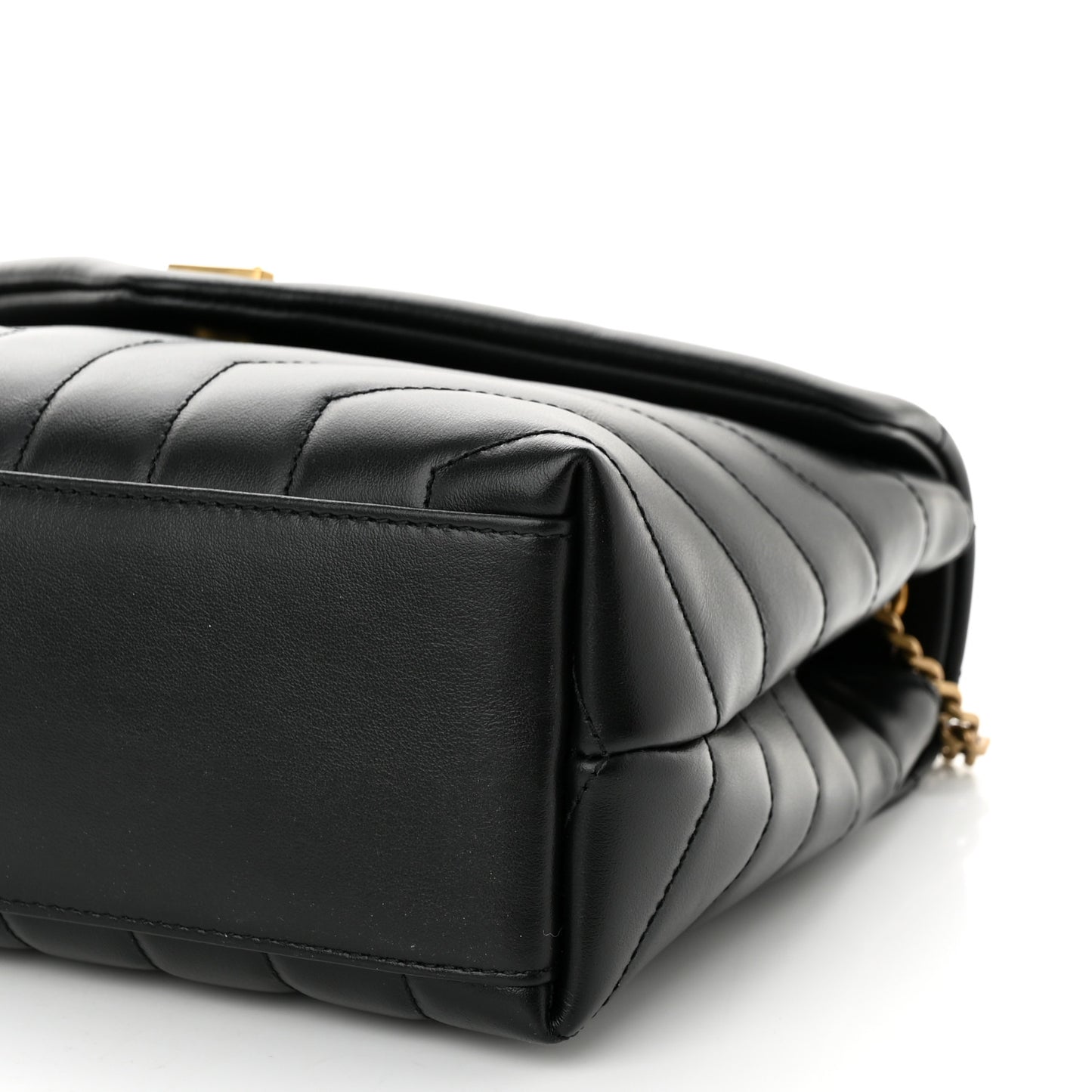 Calfskin Y Quilted Monogram Small Loulou Chain Satchel Black
