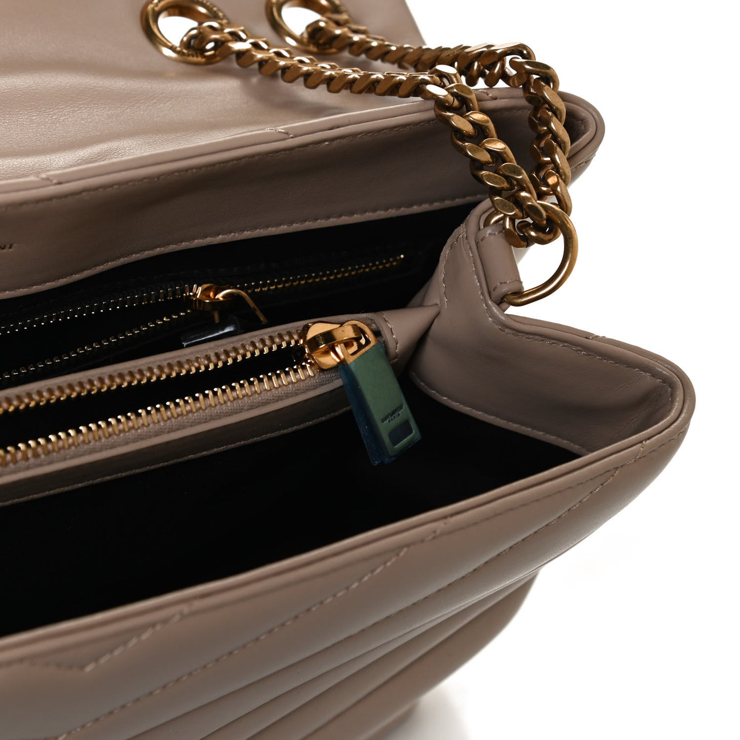Calfskin Y Quilted Monogram Medium Loulou Chain Satchel Dark Latte