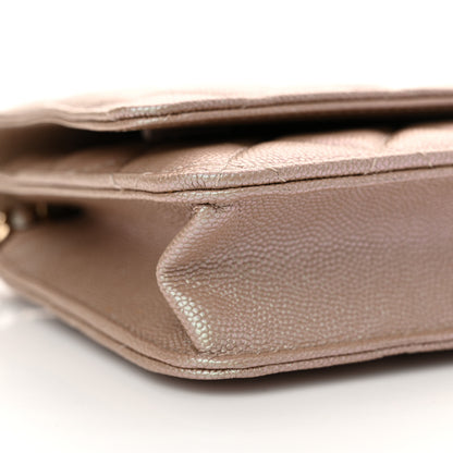 Chanel Iridescent Caviar Quilted Wallet on Chain WOC Beige 10 of 11