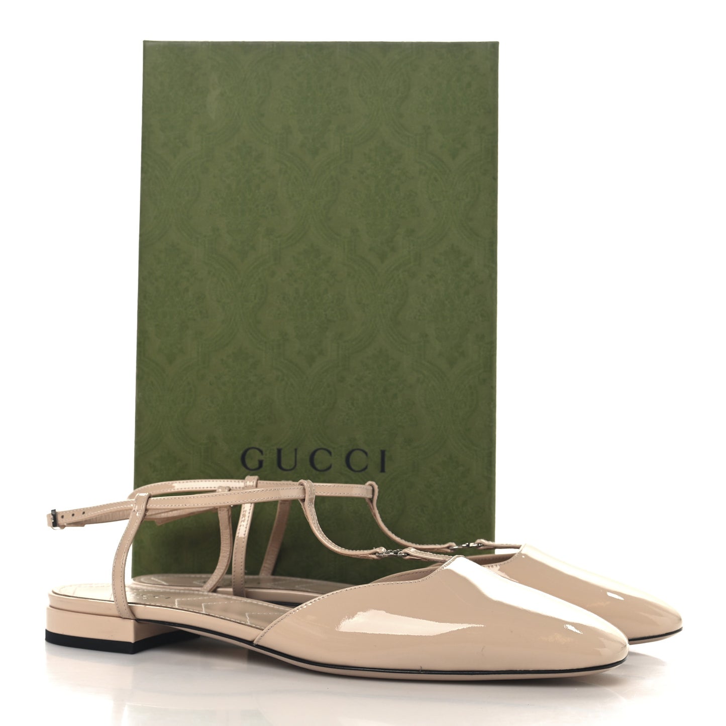Vernice Crystal Double G Ballet Flat 41 Skin Rose