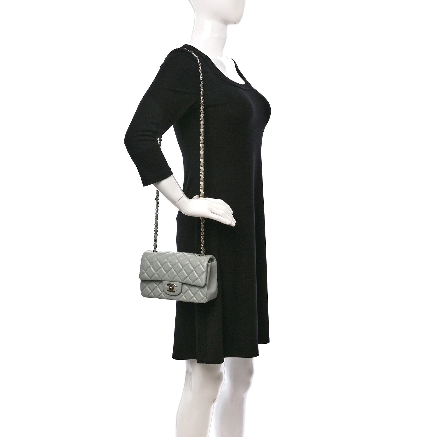 Chanel Lambskin Quilted Mini Rectangular Flap Grey 2 of 9