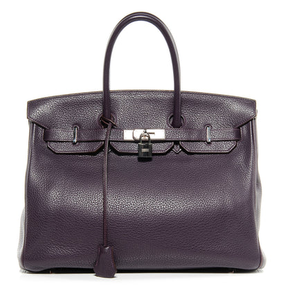 Hermes Taurillon Clemence Birkin 35 Raisin 1 of 10