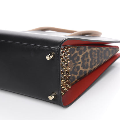 Christian Louboutin Calfskin Patent Leopard Spiked Large Paloma Black 9 of 11