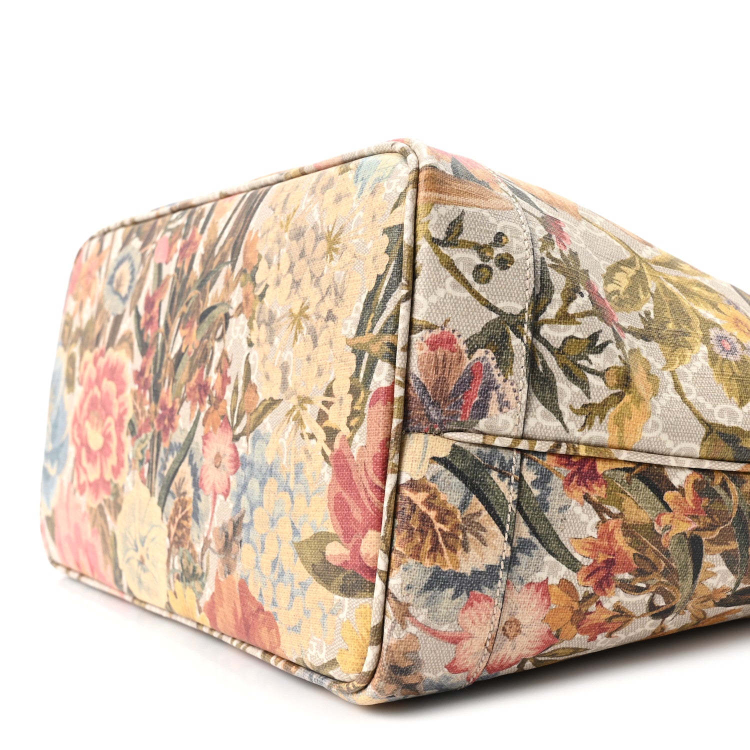 Gucci GG Supreme Monogram Water Flora Web Large Ophidia Tote Beige White Multicolor 10 of 10