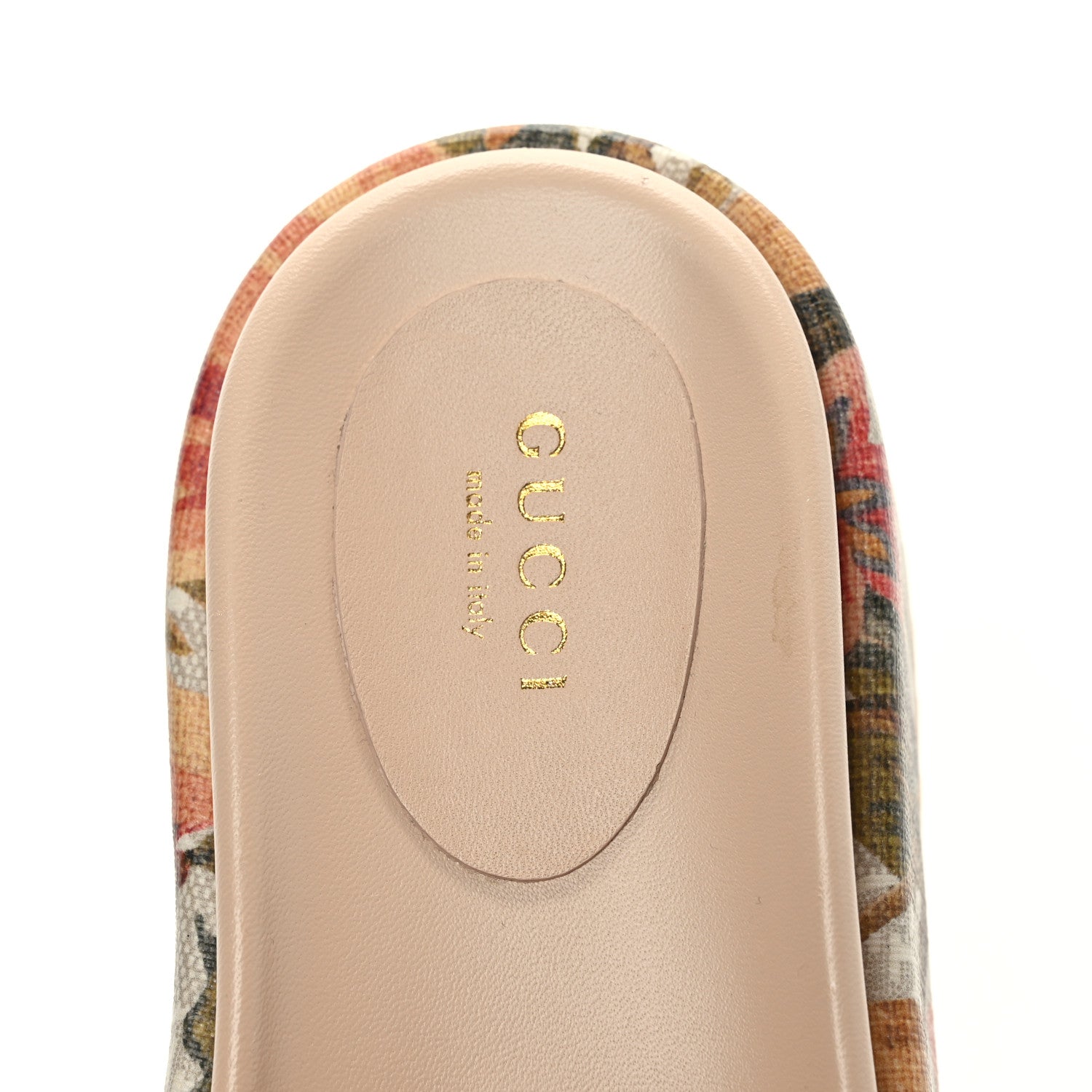 Gucci GG Supreme Monogram Water Flora Angelina Platform Slide Sandals 35 Beige White Multicolor 7 of 9