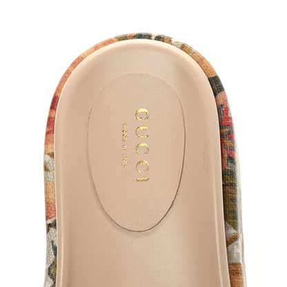 Gucci GG Supreme Monogram Water Flora Angelina Platform Slide Sandals 35 Beige White Multicolor 7 of 9