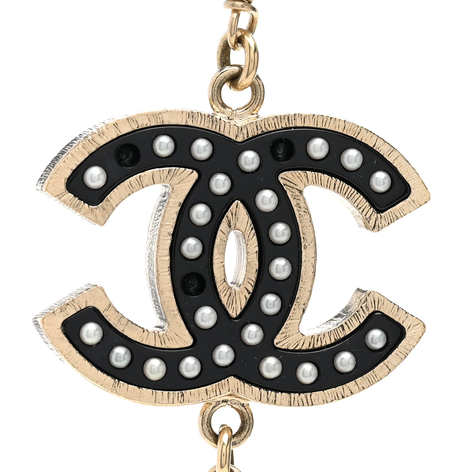 Chanel Pearl Beaded Crystal CC Long Necklace Black Silver 7 of 7