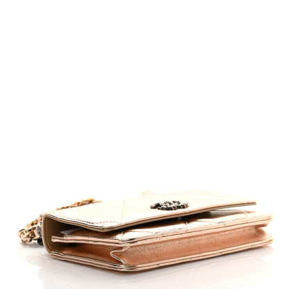 Chanel Metallic Goatskin Quilted Chanel 19 Wallet On Chain WOC Gold 3 of 12