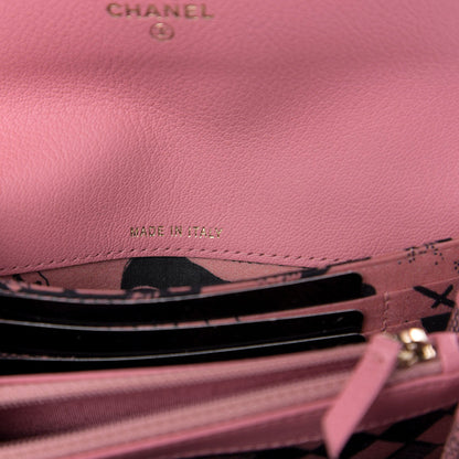 Chanel Goatskin Camellia CC Flap Card Holder Pink Black 6 of 8