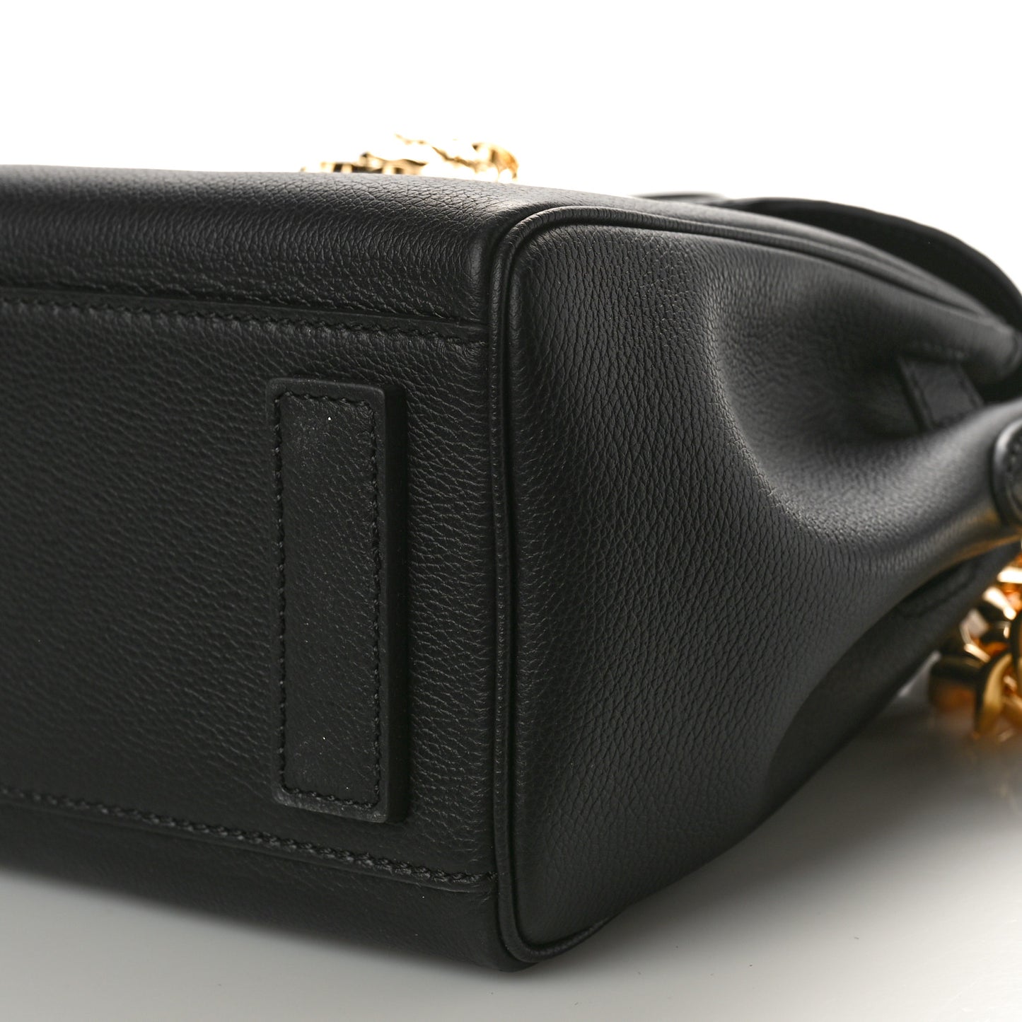 Grained Calfskin La Medusa Top Handle Bag Black