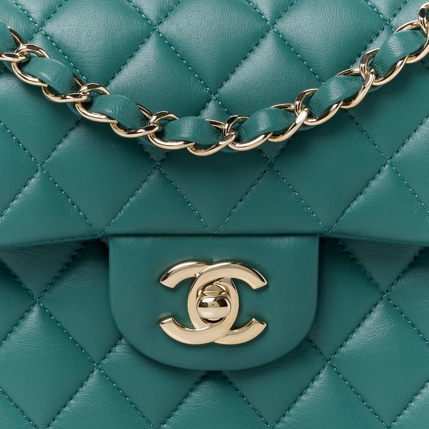 Chanel Lambskin Quilted Small Double Flap Green 9 of 11