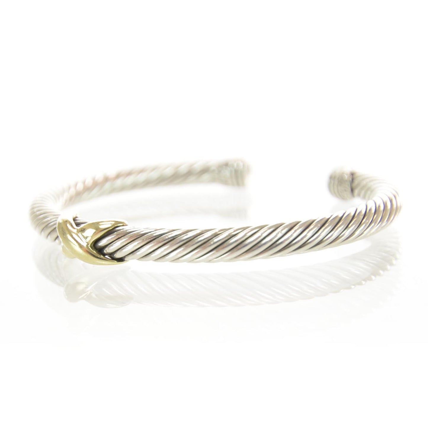 Sterling Silver 14K Yellow Gold 5mm X Station Cable Bracelet