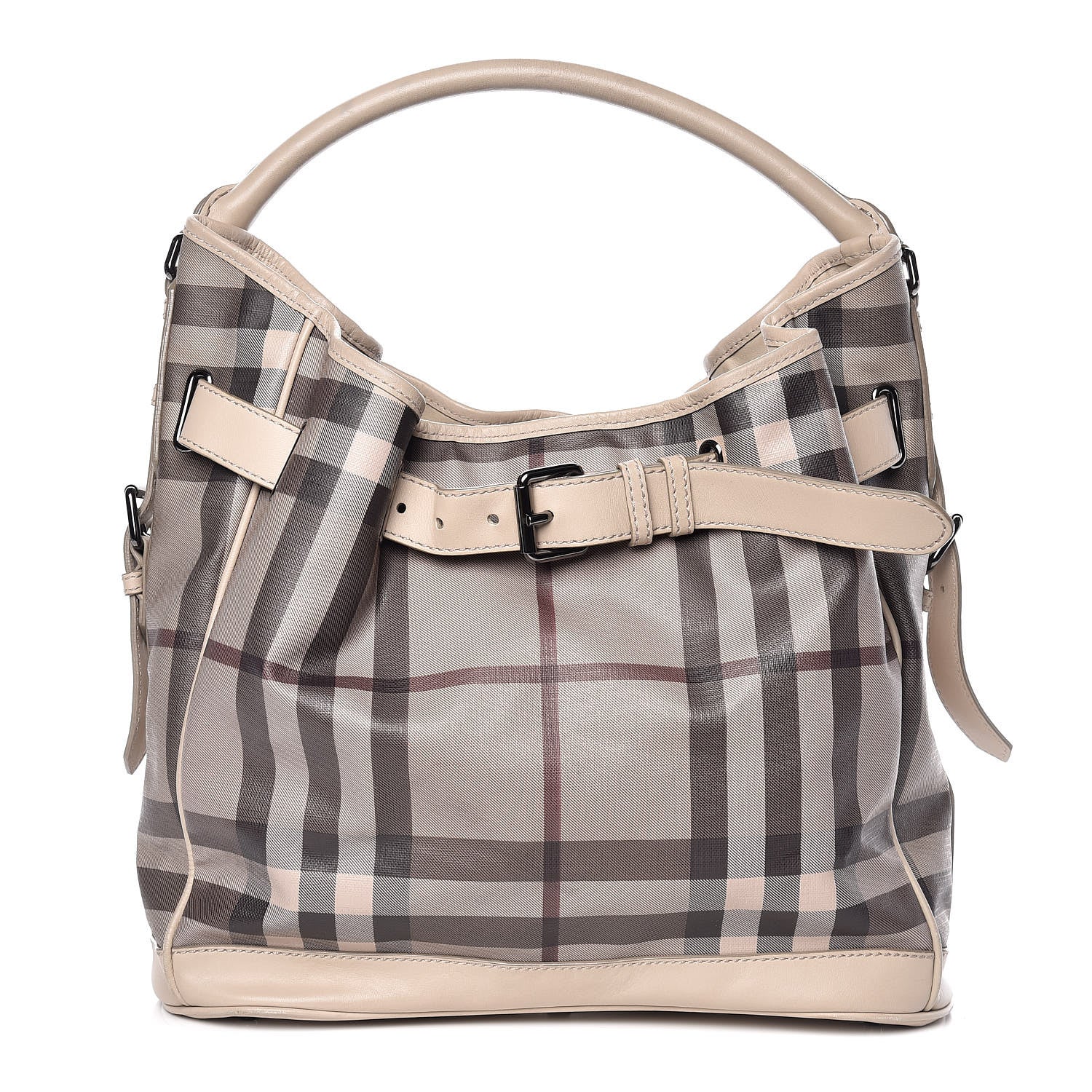 Burberry Smoked Check Medium Walden Belted Hobo Trench 1 of 17