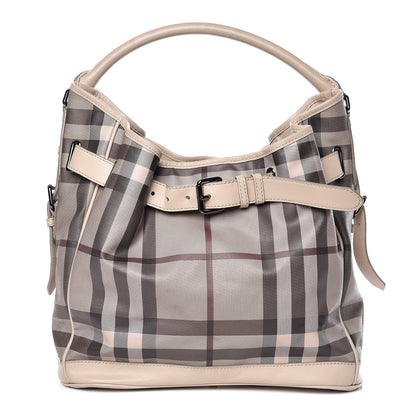 Burberry Smoked Check Medium Walden Belted Hobo Trench 1 of 17