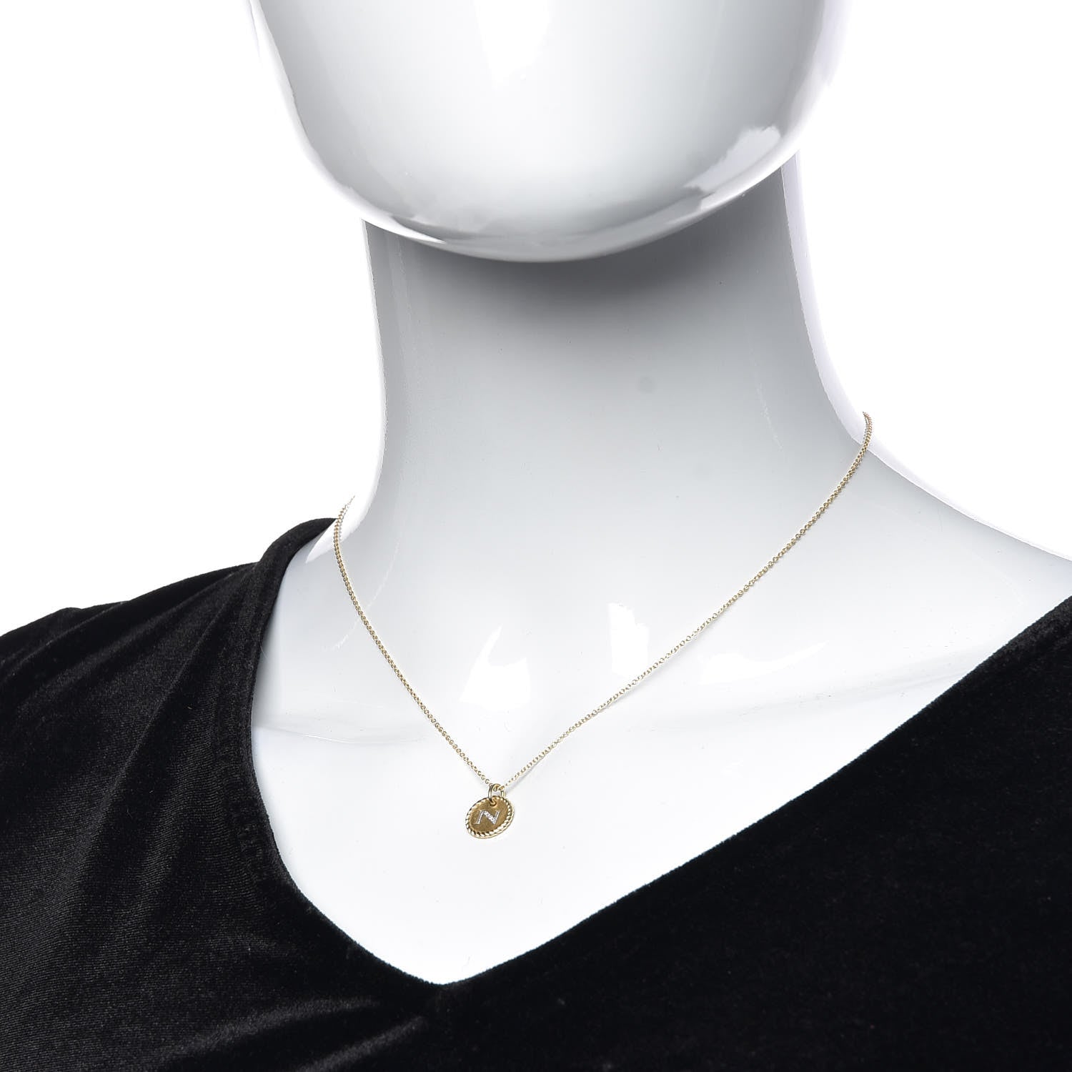 David Yurman 18K Yellow Gold Diamond Initial N Charm Necklace 2 of 6